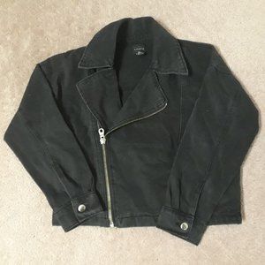 Forever 21 Oversized Black Denim Moto Jacket | S